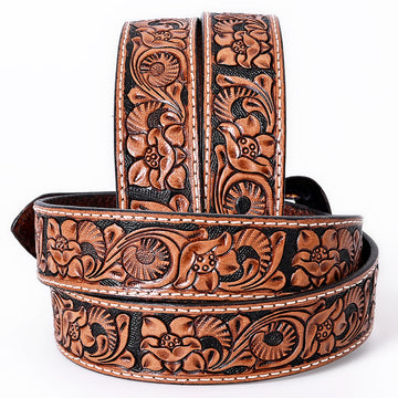 COMFYTACK Western Genuine Leather Belt for Men Women Cowboy Cowgirl Handmade Unisex Full Grain Heavy Duty Floral Tooled Belt